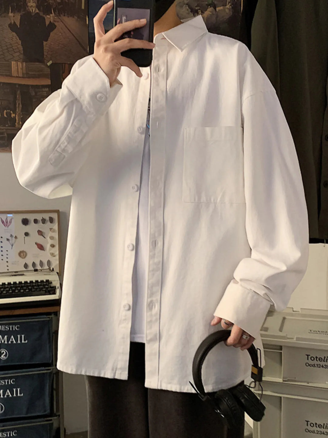 Men's Full Size Button Up Long Sleeve Shirt Plus Size