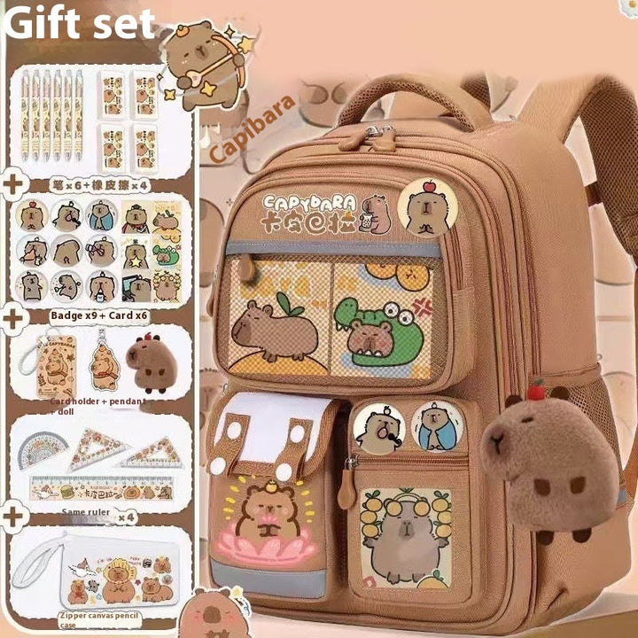 Cartoon Water Dolphin Kapibala Elementary School Backpack