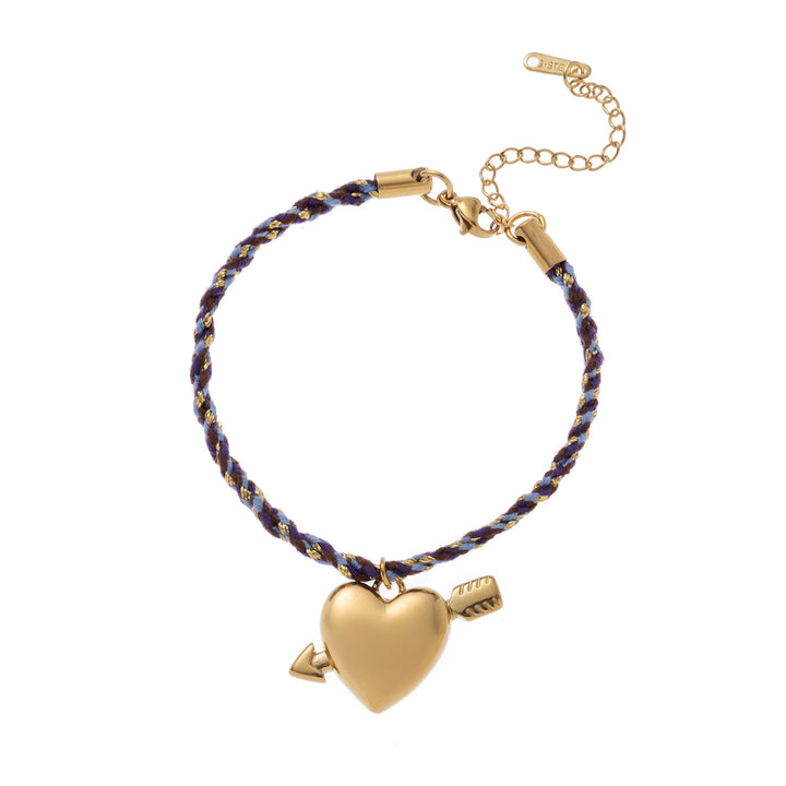 Stainless Steel Heart And Sun Colorful Rope Bracelet
