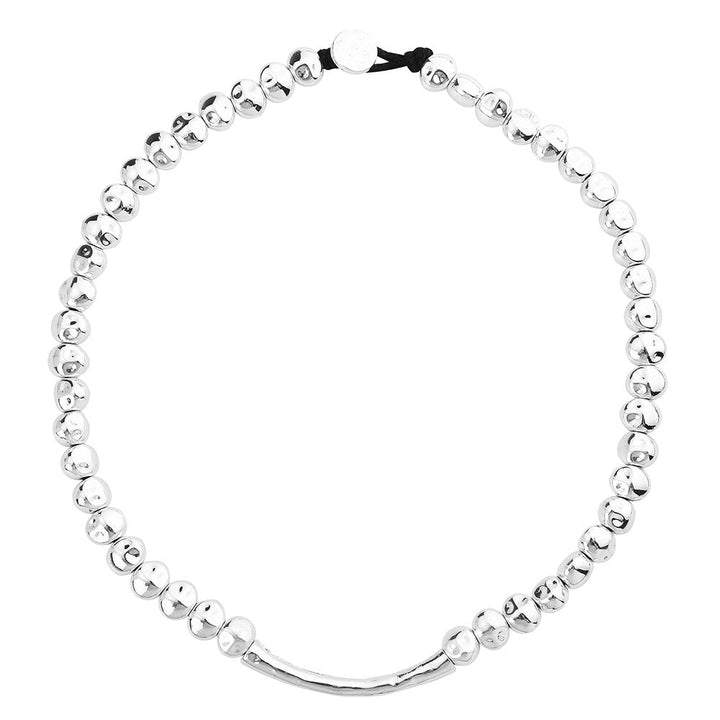Irregular Broken Silver Curved Bar Choker Necklace, Minimal Quiet Luxury Collarbone Chain For European Spanish Women