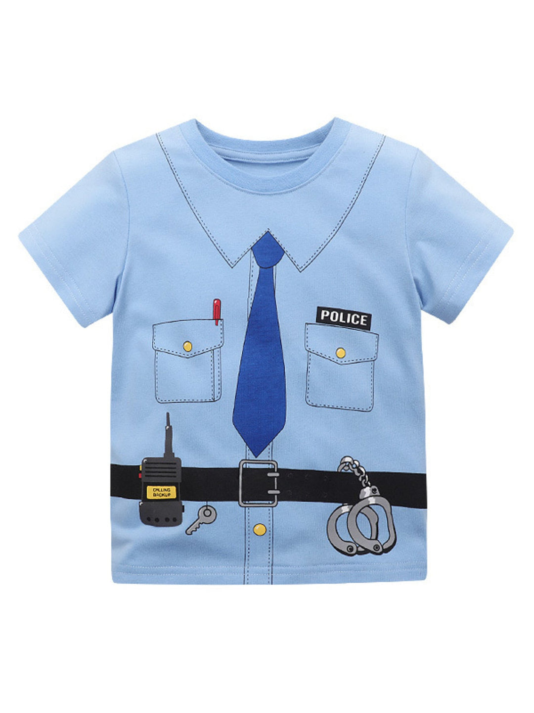 Children's Police Officer Graphic Short Sleeve T-Shirt