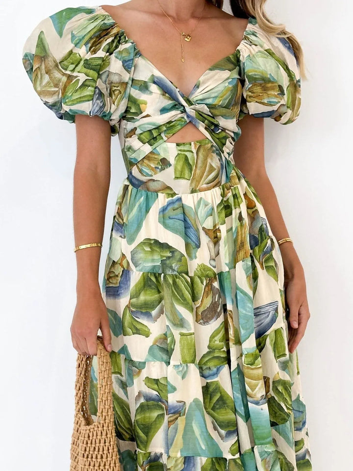 Off-Shoulder Floral Tiered Dress with Ruffle Details