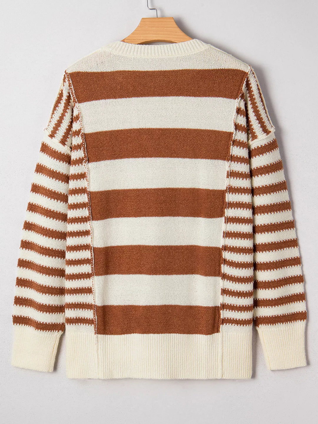Stripe Drop Shoulder Sleeve Patchwork Baggy Sweater