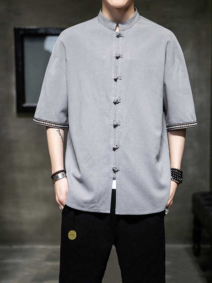 Men's Plus Size Chinese Style Half Sleeve Shirt
