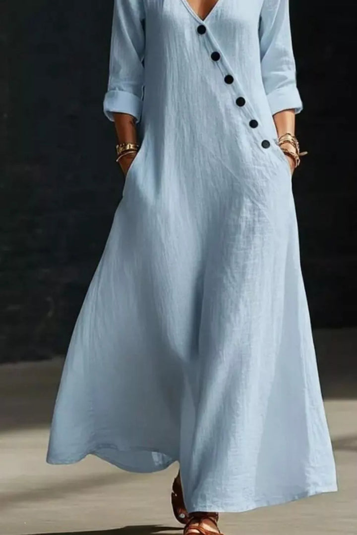 Surplice Long Sleeve Maxi Dress