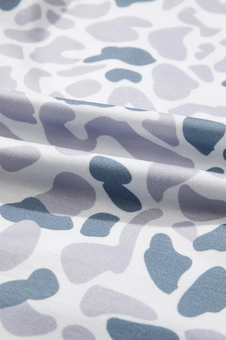 Camouflage Print Lapel Shirt Drawstring 2pcs Short Pajama Set