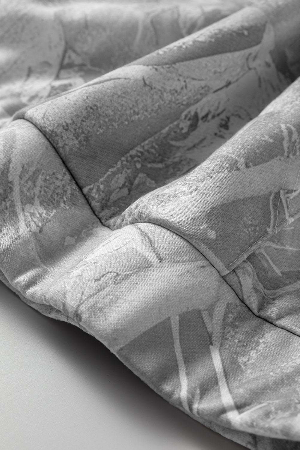 Gray Camouflage Woodland Print Oversized Sporty Hoodie