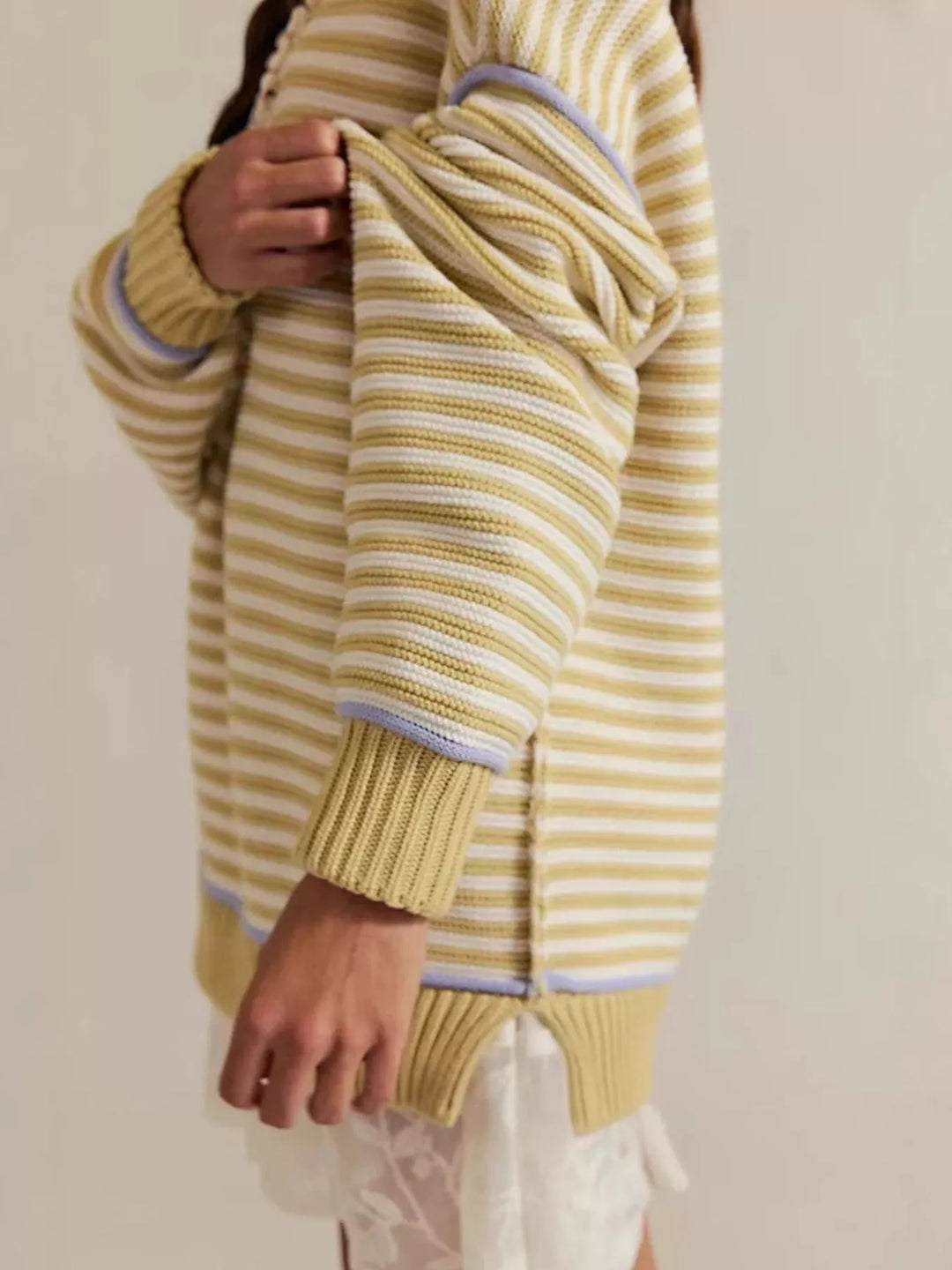 Striped Knit Round Neck Sweater