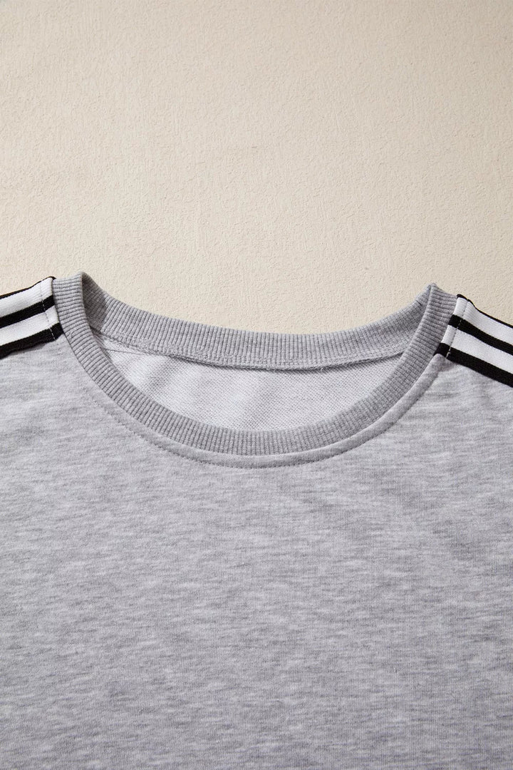 Striped Shoulder Relaxed Fit T-Shirt