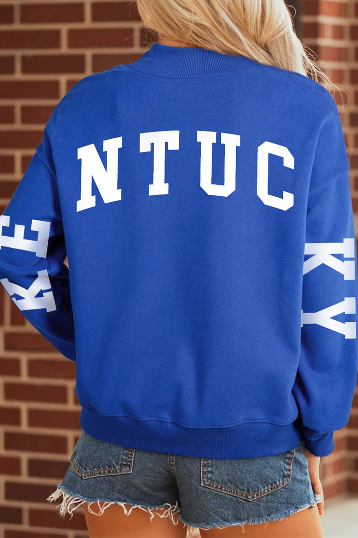 Dark Blue KY KENTUCKY Printed Mock Neck Sweatshirt