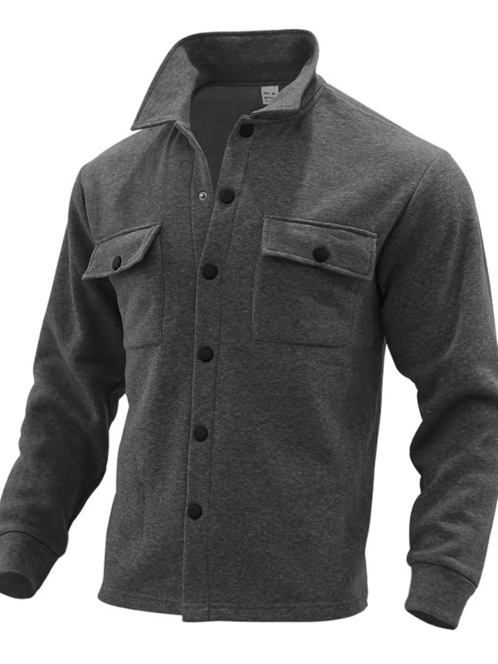Men's Full Size Button Up Long Sleeve Jacket Plus Size