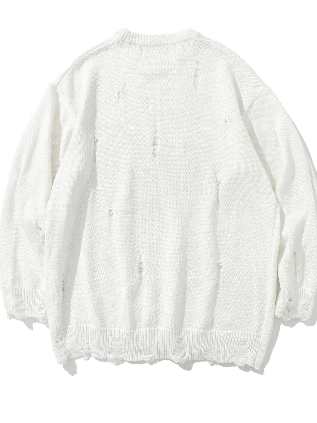 Men's Distressed Round Neck Sweater