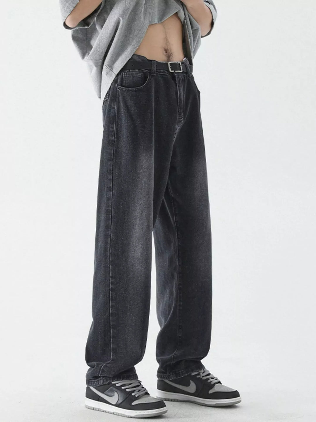 Men's Full Size Vintage Wash Wide Leg Jeans Plus Size