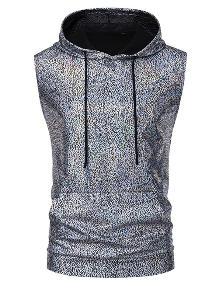 Men's Drawstring Sleeveless Hooded Top