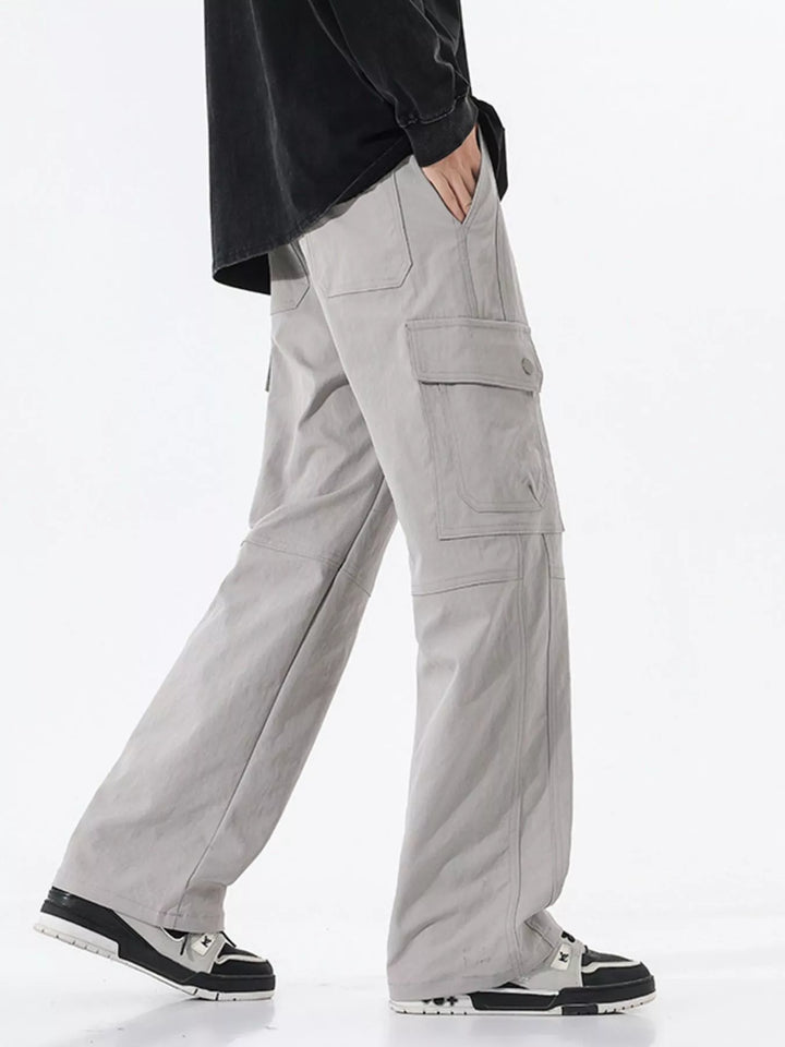 Men's Full Size Drawstring Cargo Wide Leg Pants Plus Size