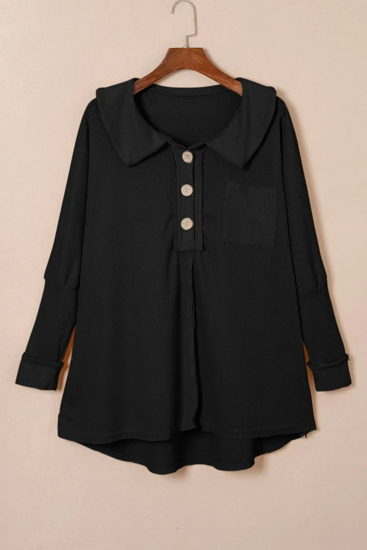 Waffle Knit Button Front Dress