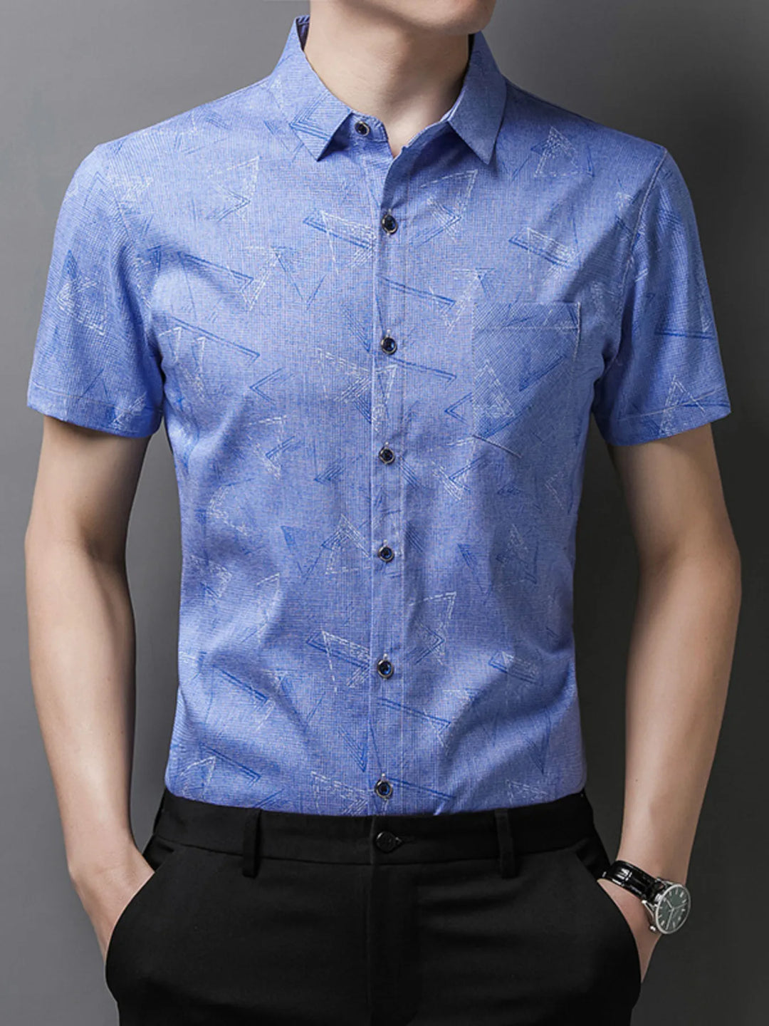 Men's Plus Size Geometric Print Short Sleeve Shirt