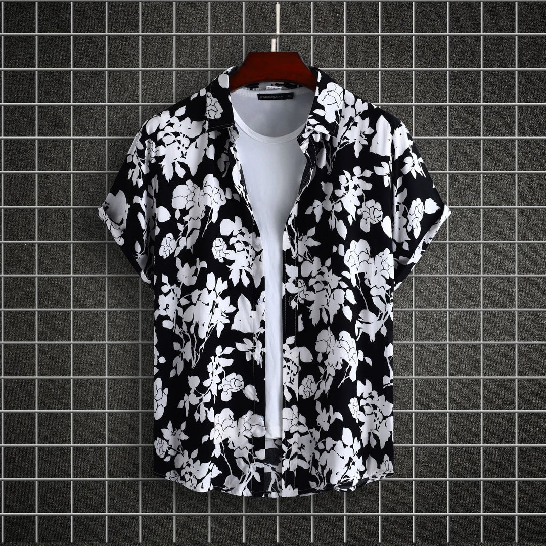 Men's Plus Size Printed Short Sleeve Casual Shirt