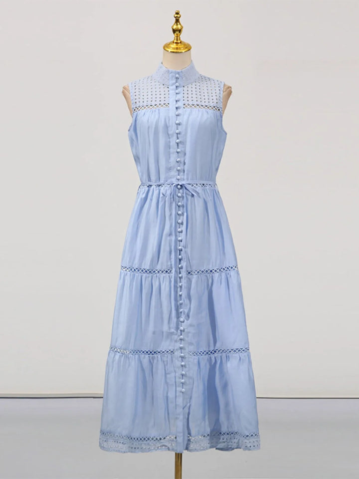 Hollow Out Sleeveless Midi Dress