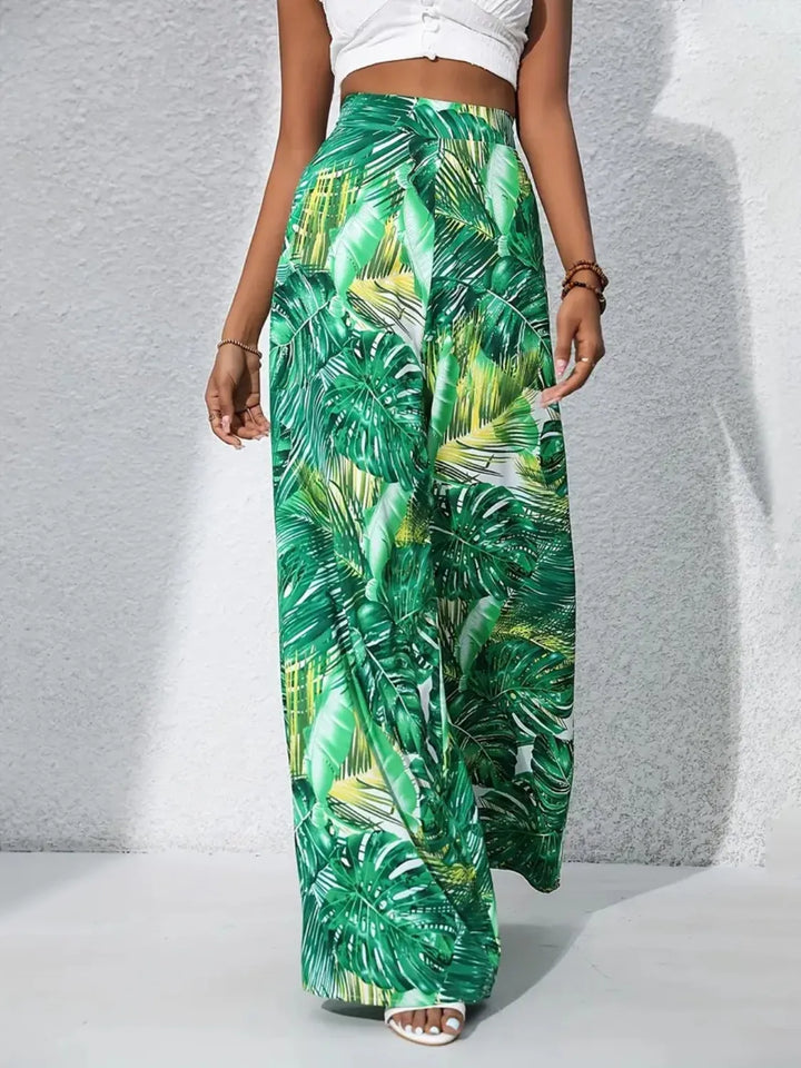 Printed High Waist Wide Leg Pants
