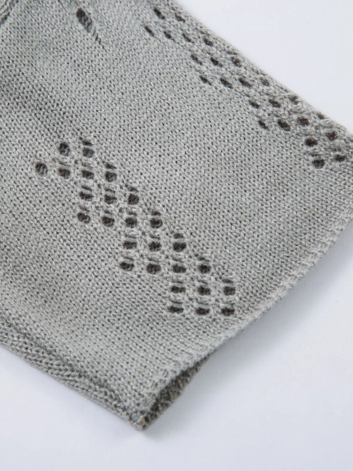 Men's Openwork Button Detail Knit Henley T-Shirt