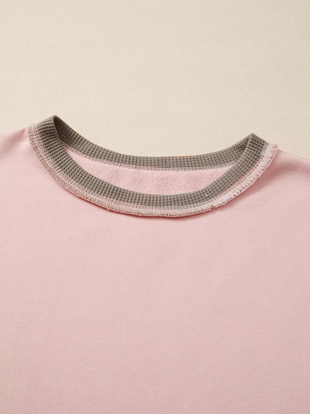 Color Block Mix Texture Waffle Patchwork Oversize Sweatshirt