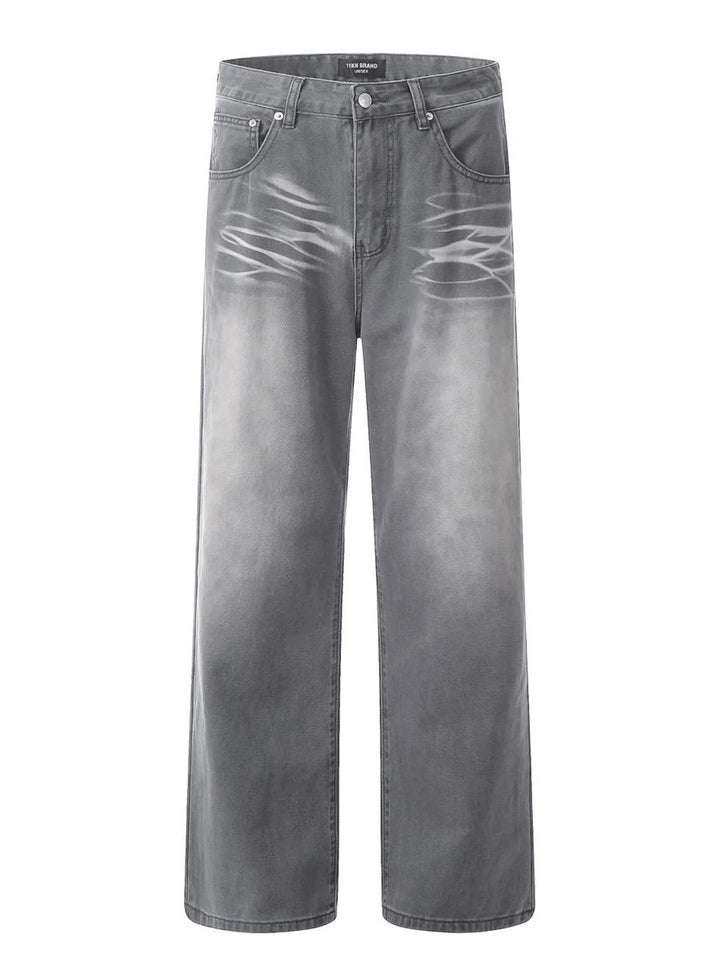 Men's Wide Leg Wash Jeans