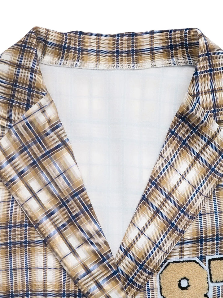Number 87 Plaid Long Sleeve Blazer