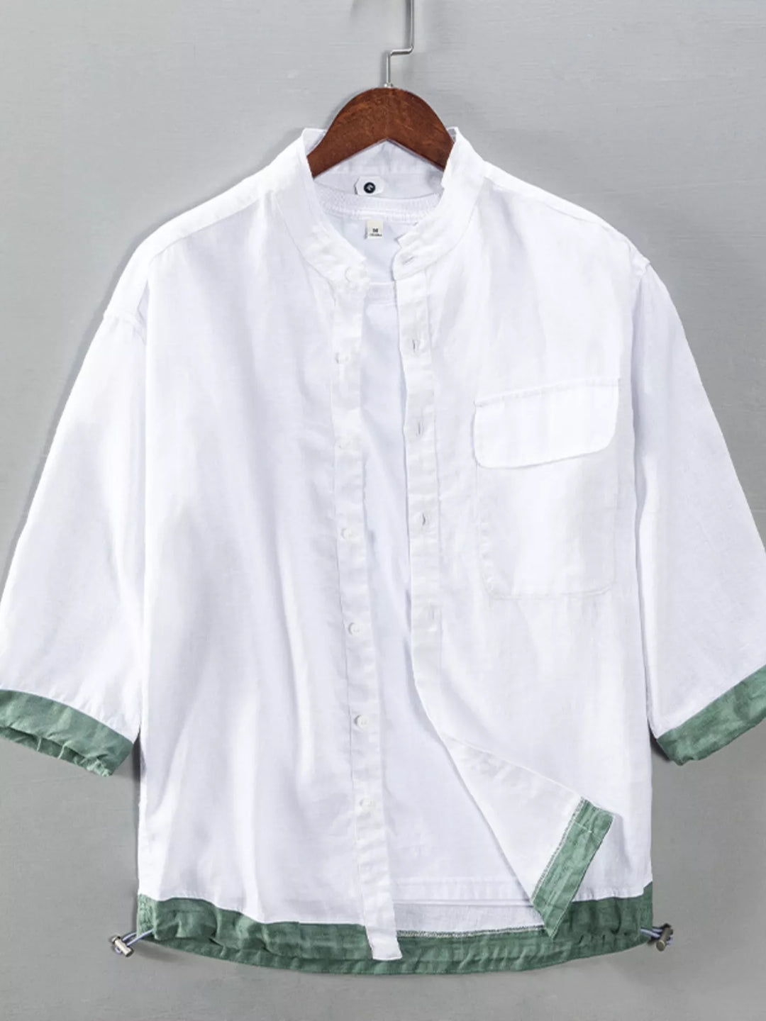 Men's Plus Size Casual Contrast Trim Half Sleeve Shirt