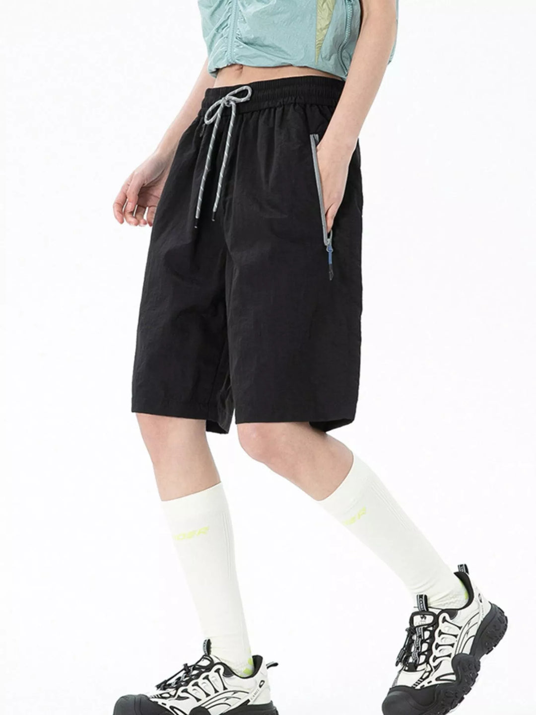 Men's Lightweight Drawstring Shorts with Zipper Pockets