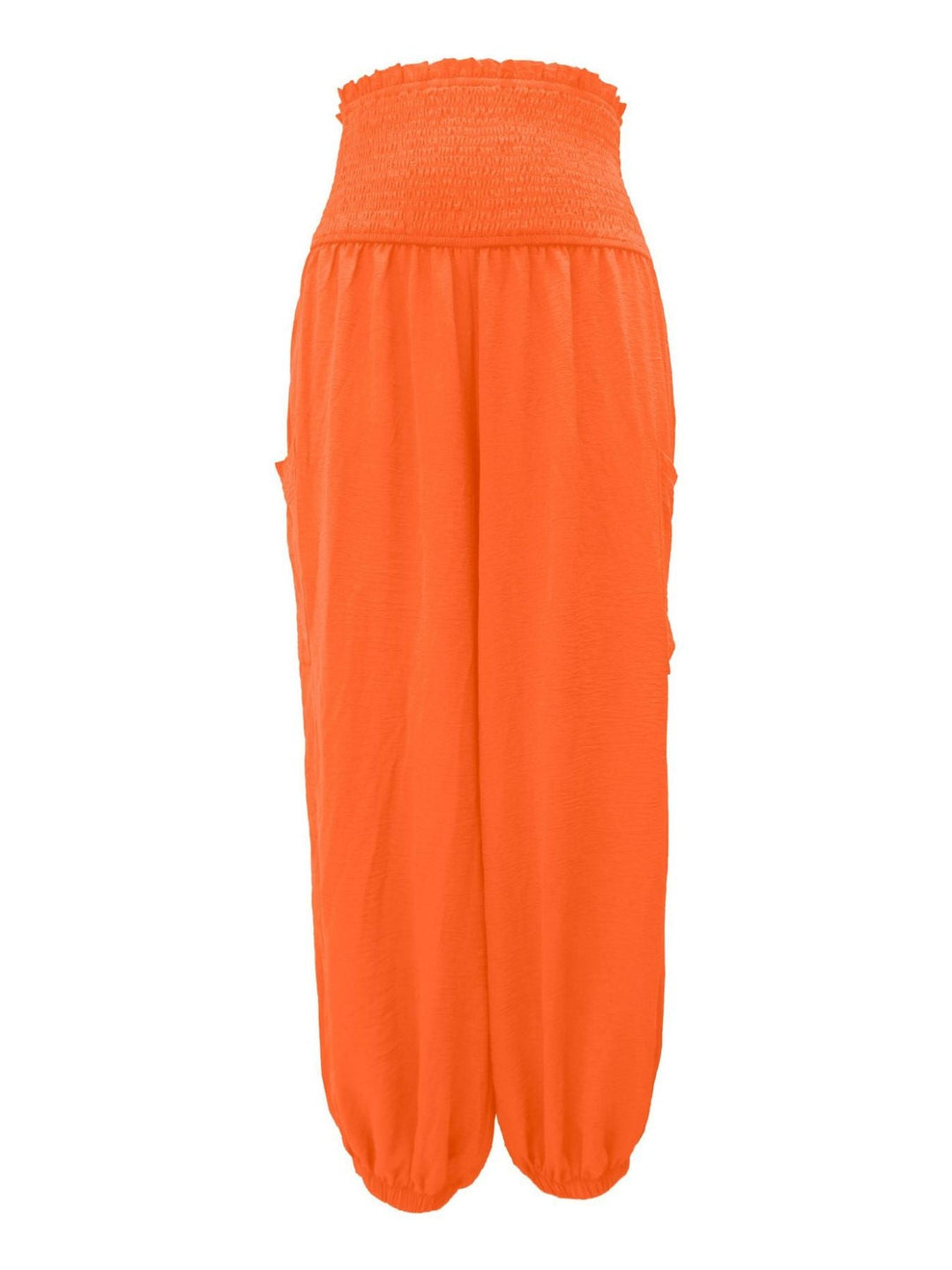 Full Size Smocked Waist Harem Pants with Pockets Plus Size