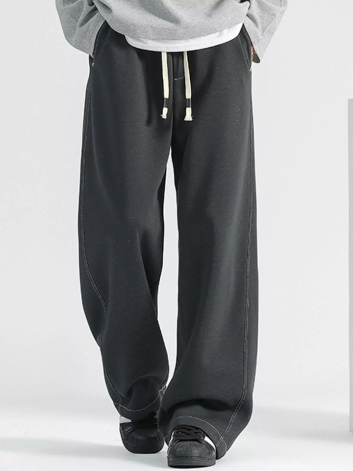 Men's Plus Size Loose Fit Drawstring Wide Leg Jeans
