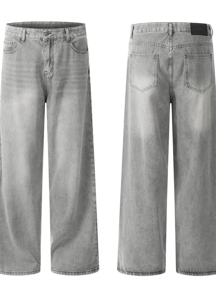 Men's High-Rise Wide Leg Washed Jeans