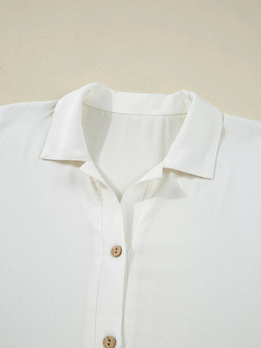 Ruffle Elastic Cuffs Puffy Long Sleeve Button Down Shirt