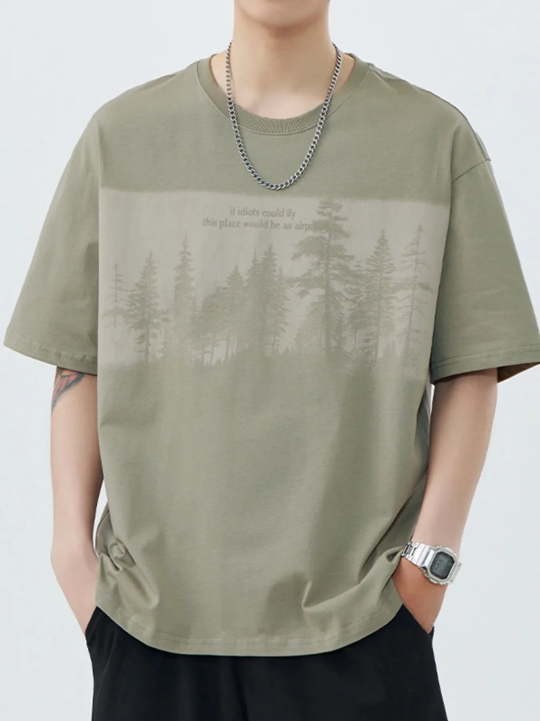 Men's Plus Size Graphic Round Neck Half Sleeve T-Shirt