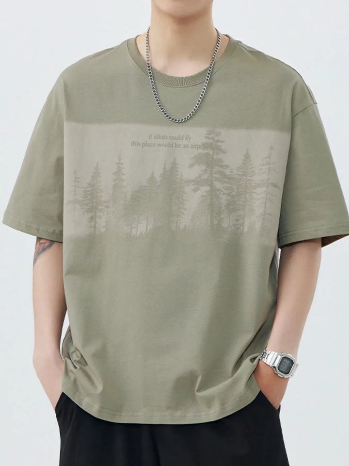 Men's Plus Size Graphic Round Neck Half Sleeve T-Shirt