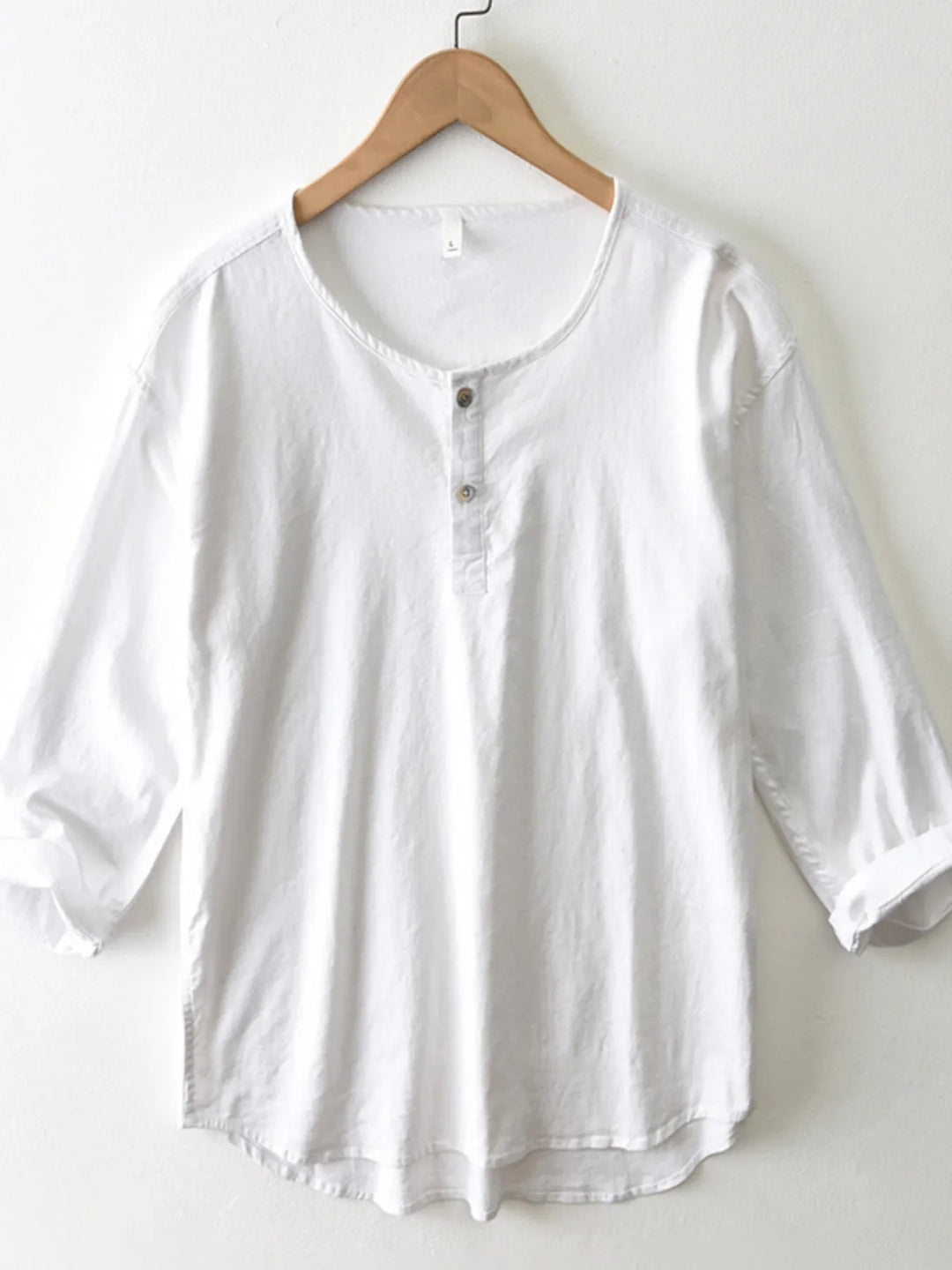 Men's Plus Size Button Detail Long Sleeve Top