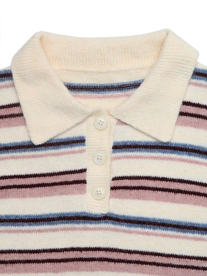 Striped Polo Collar Sweater