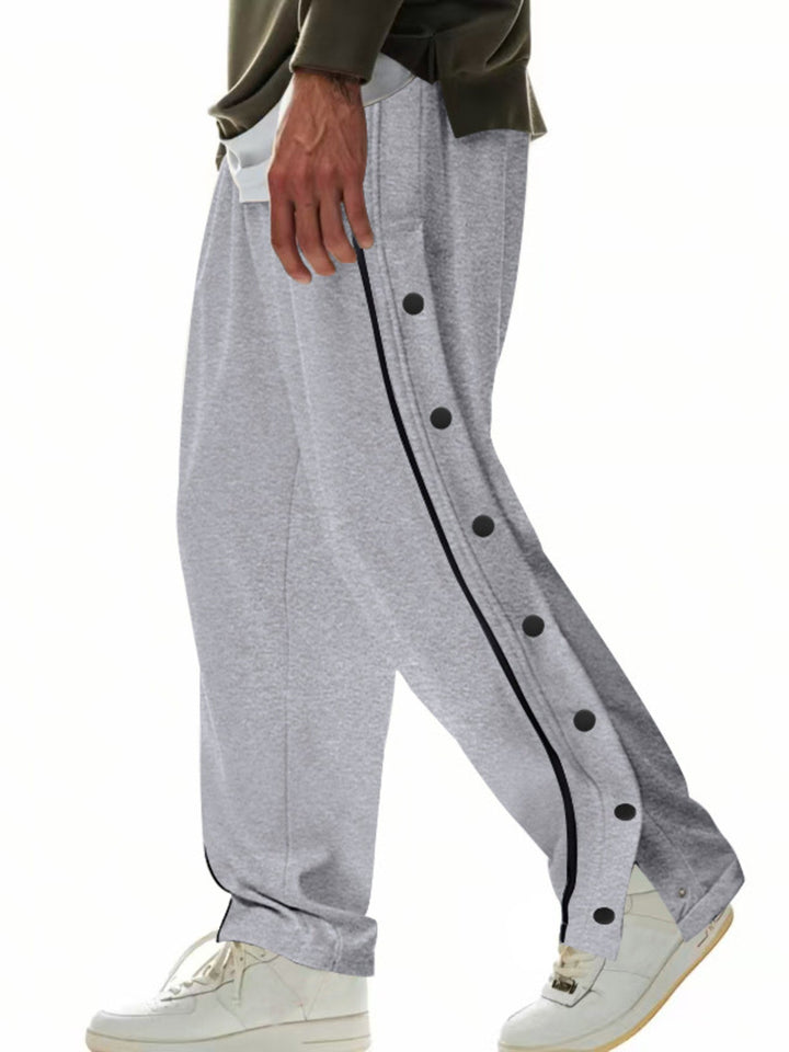 Men's Full Size Loose Fit Side Snap Button Track Pants Plus Size