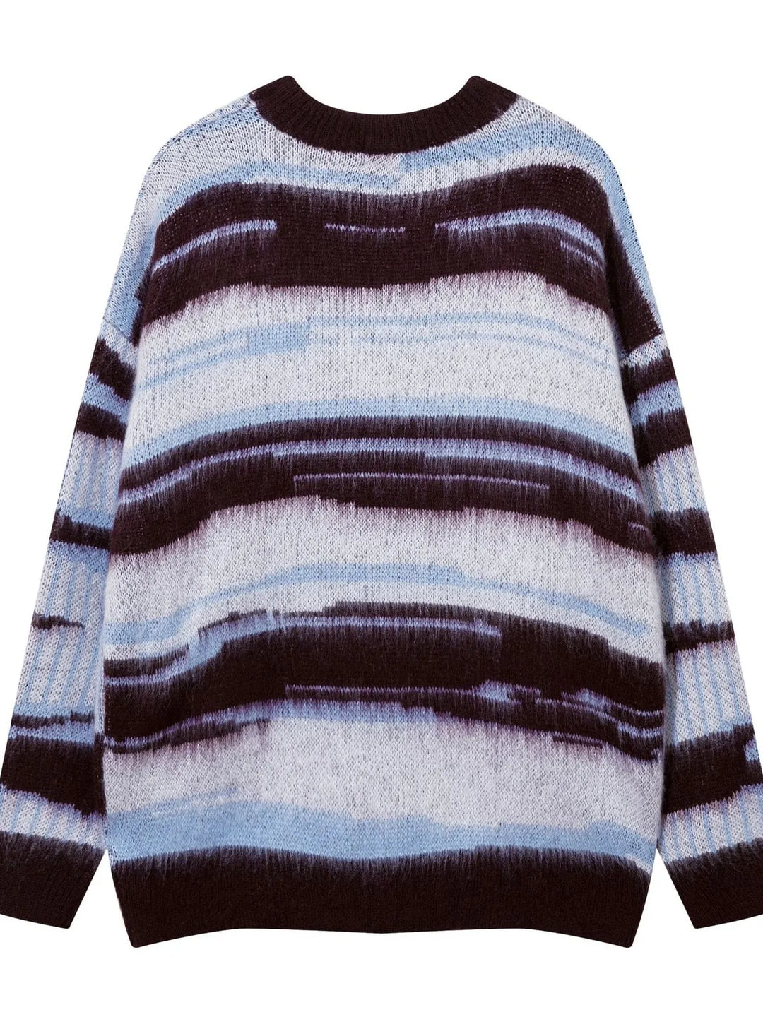 Men's Oversized Contrast Striped Round Neck Sweater