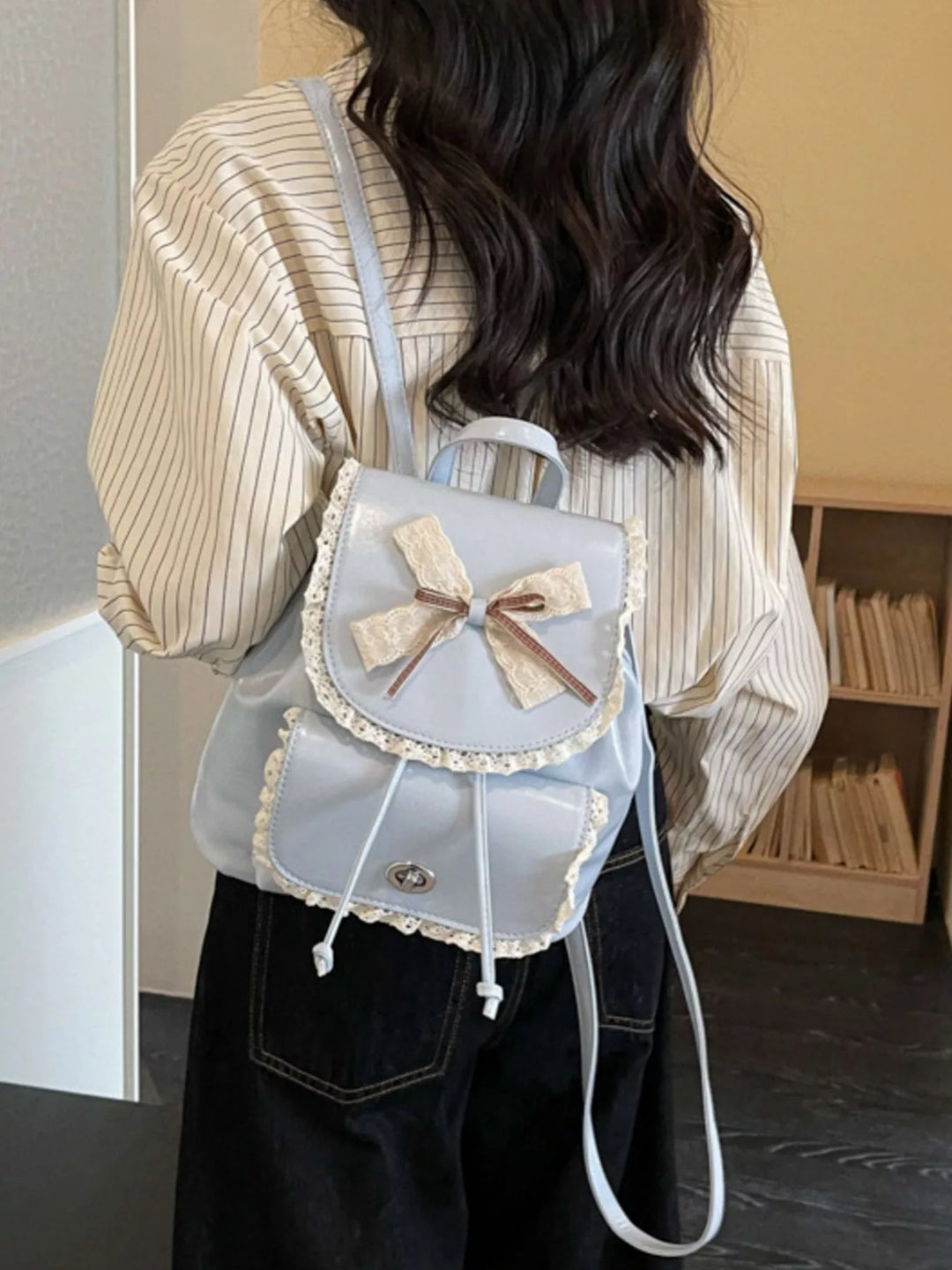 Lace Bowknot Decor Backpack Bag