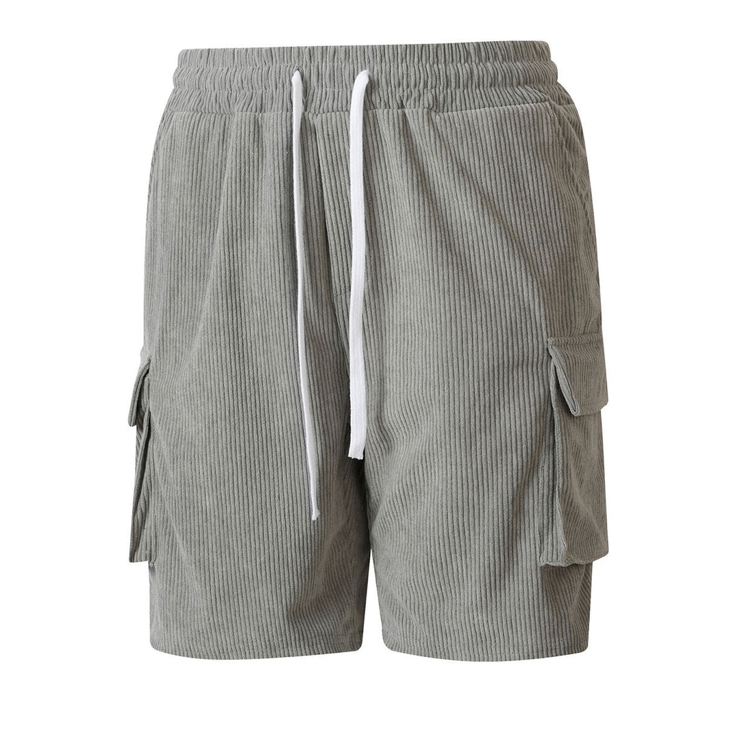 Corduroy Utility Shorts With An Elastic Waist And Drawstring