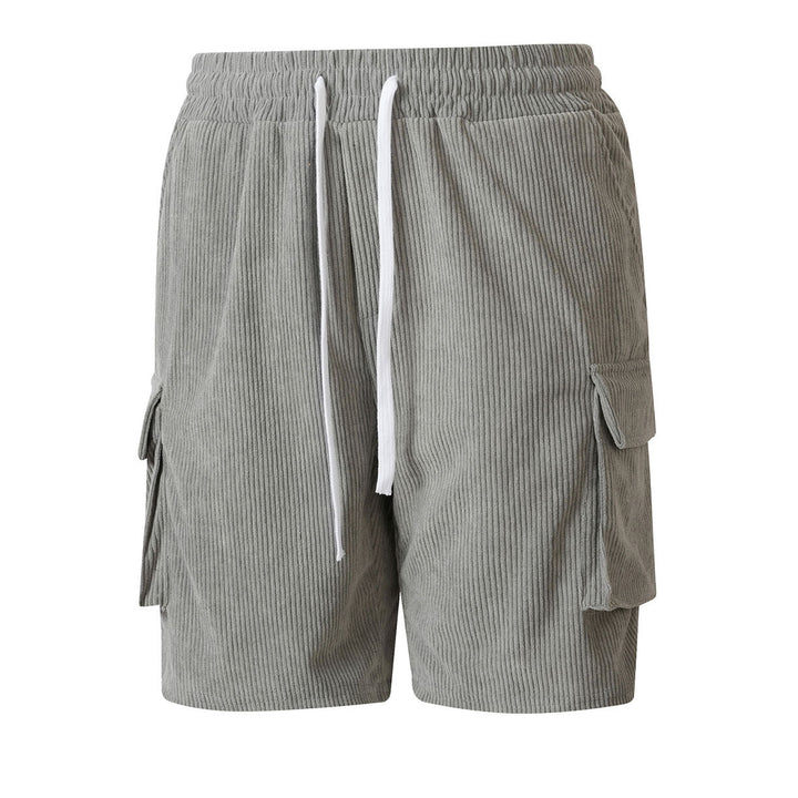 Corduroy Utility Shorts With An Elastic Waist And Drawstring