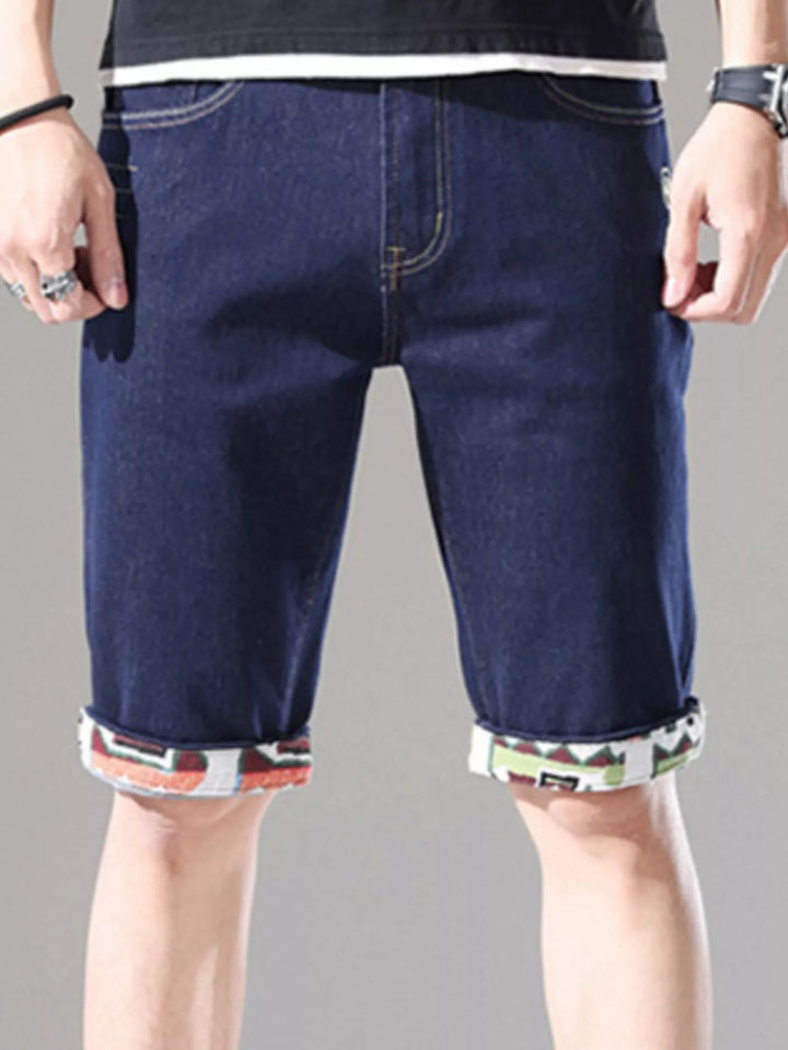 Men's Wash Denim Shorts with Rolled Cuffs