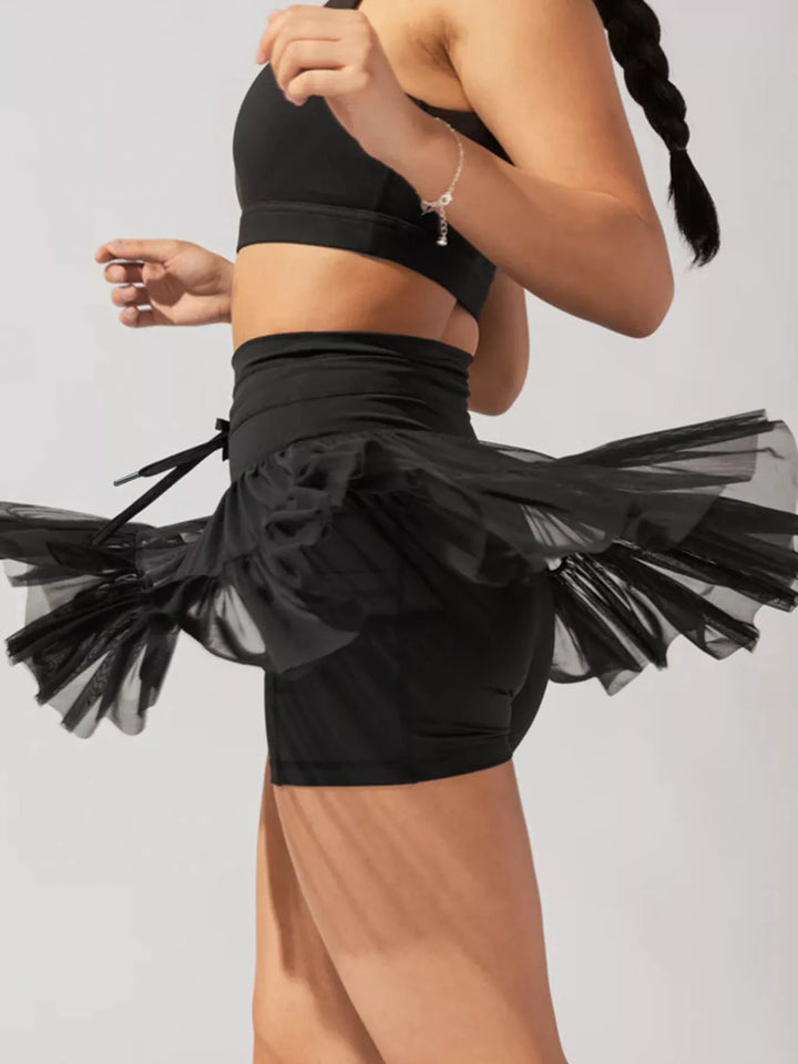 Tiered Skort with Drawstring