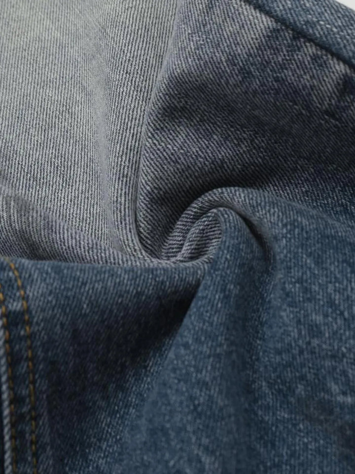 Men's Vintage Washed Gradient Distressed Flare Jeans