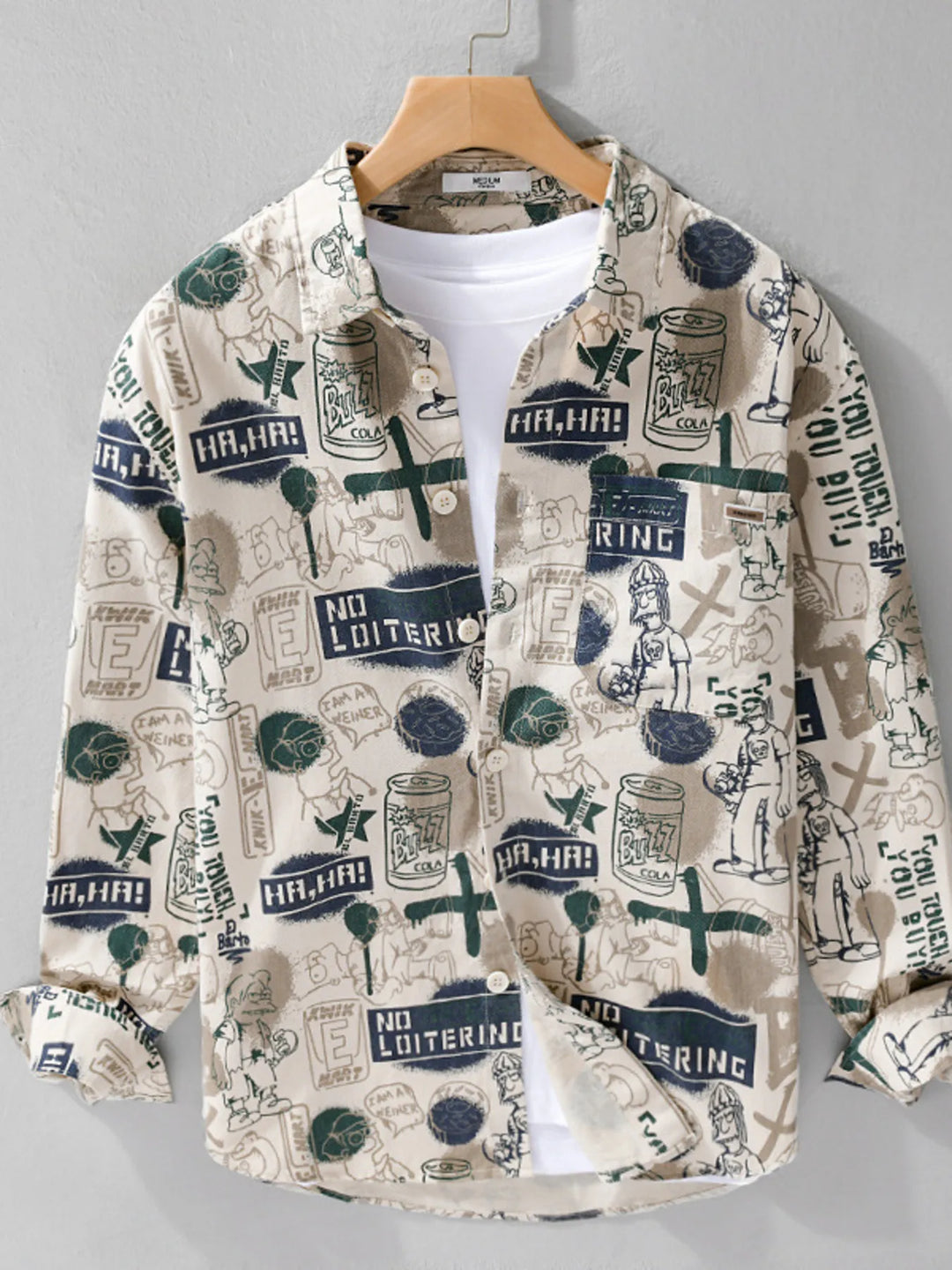 Men's Plus Size Printed Button Up Long Sleeve Shirt