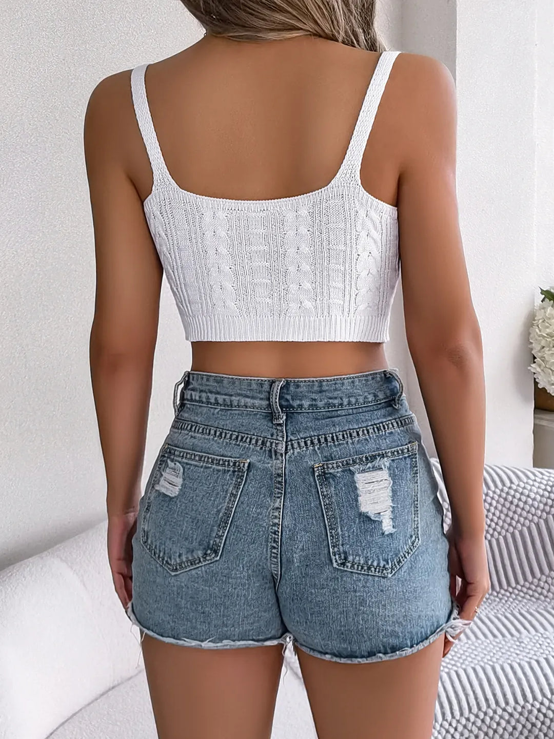 Cable-Knit Short Cami