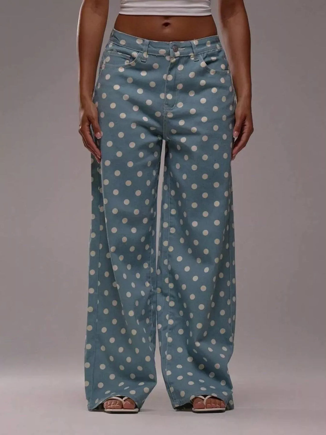 Polka Dot Wide Leg Jeans