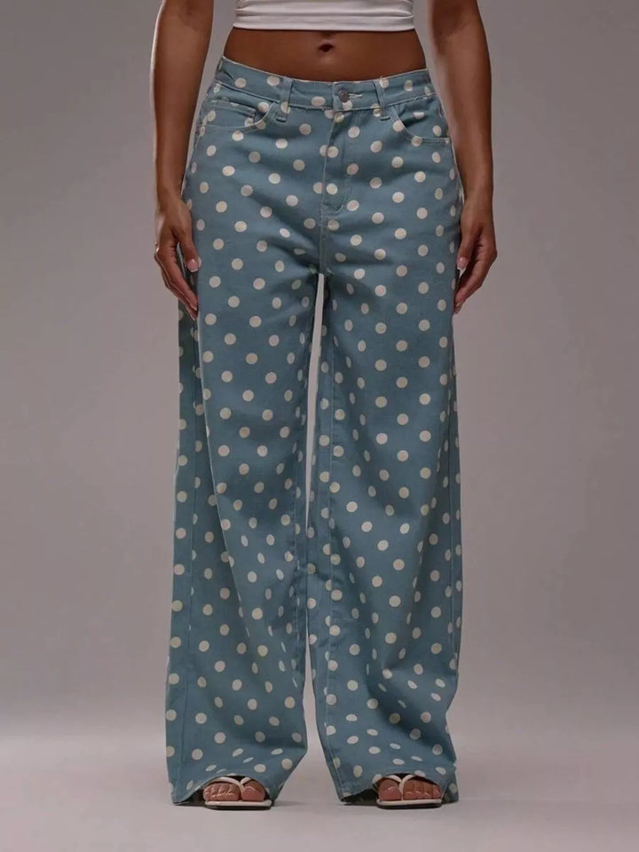 Polka Dot Wide Leg Jeans